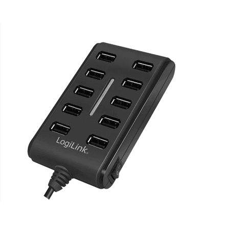 USB-jagaja LogiLink UA0125, 10 porti, toiteplokiga