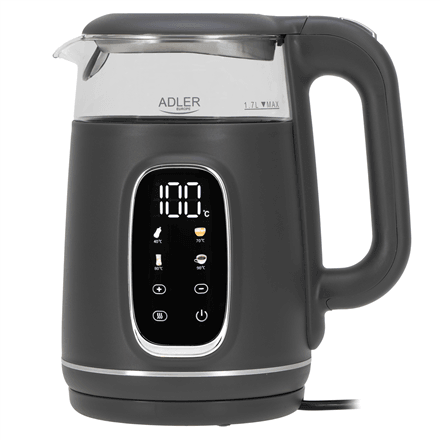 Adler AD 1305 kettle, grey, 1.7 l, 2200 W