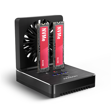 AXAGON | USB-C 20Gbps docking station for 2x M.2 NVMe/SATA SSD with disk cloning function without PC | ADSA-M2C22