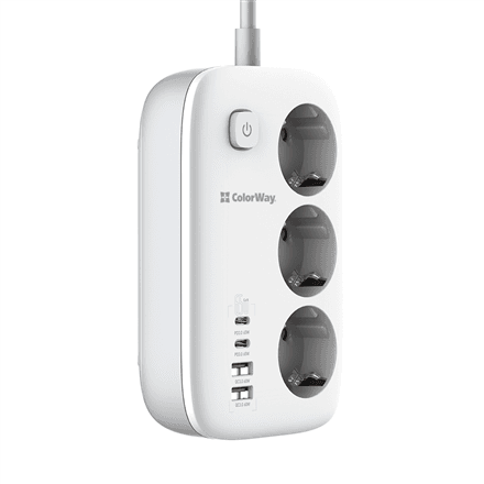 ColorWay CW-CHE34PDW power strip with USB charging ports, 2 m