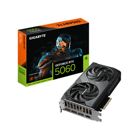 Видеокарта Gigabyte GeForce RTX 5060 WINDFORCE OC 8G, 8 ГБ GDDR7