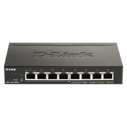 D-Link DGS-1100-08PV2 8-pordiline PoE switch, veebihaldusega