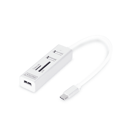 USB-C jagaja Digitus DA-70243 OTG, 3 porti + kaardilugeja
