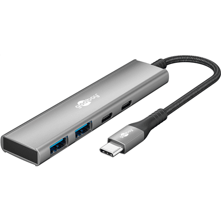USB-C jagaja Goobay Slim 76563, 4 porti, USB-C / USB-A, 5 Gbit/s