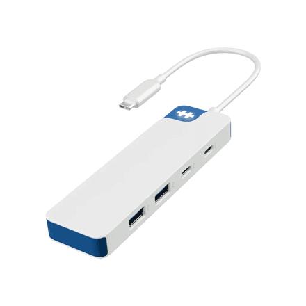 USB-C jagaja Hyper HyperDrive Flex Combo, 4 porti, valge / sinine
