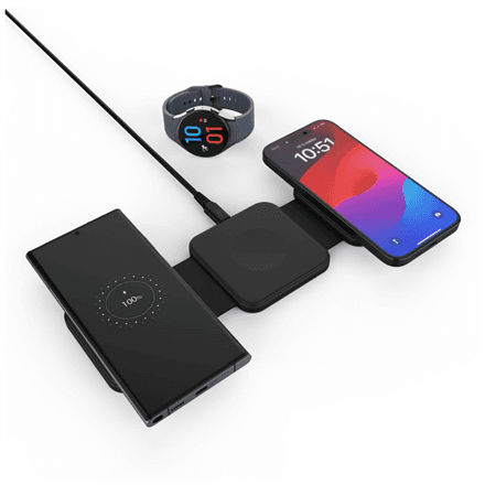 Fixed Flex 3-in-1 foldable wireless charger for Samsung, black