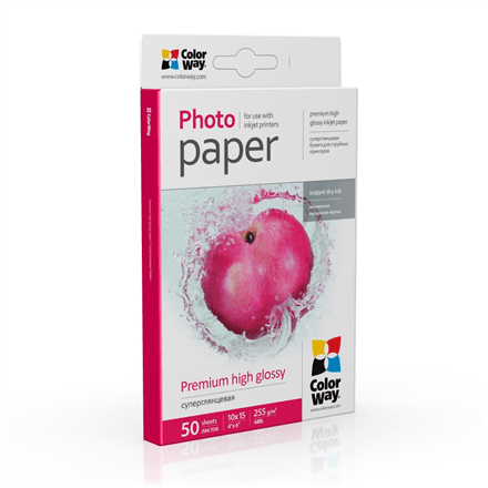 ColorWay glossy photo paper, 10×15 cm, 255 g/m², 50 sheets