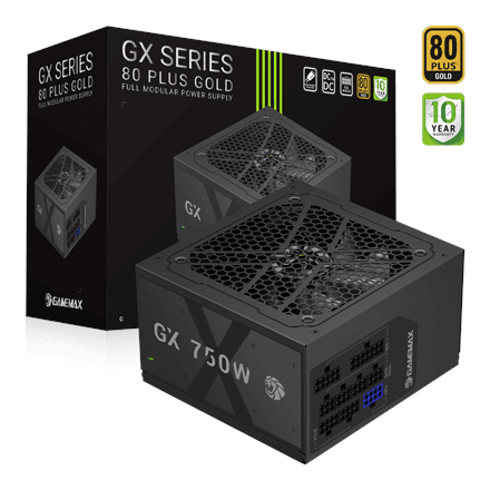 Gamemax GX 750GF toiteplokk 750 W, 80 PLUS Gold, täismodulaarne
