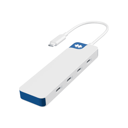 USB-C jagaja Hyper HyperDrive Flex, 4 porti, valge / sinine