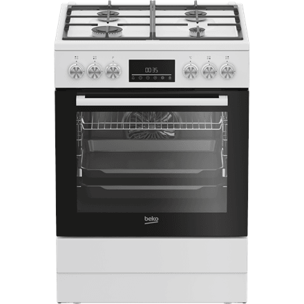 BEKO Cooker | FBM62330GWDTN | Hob type Gas | Oven type Electric | White | Width 60 cm | Depth 60 cm | Grilling | LED | Energy efficiency class A | 72 L